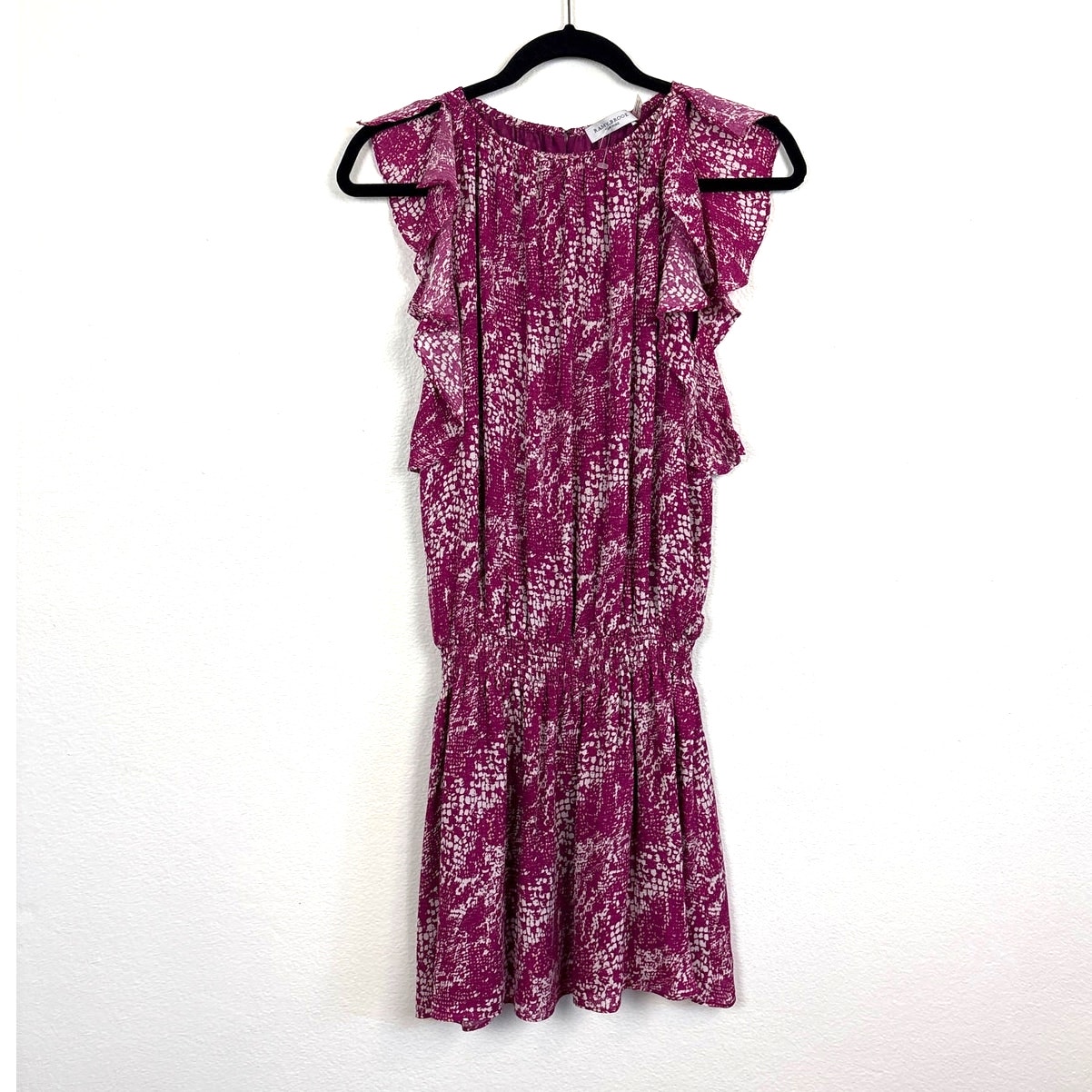 Ramy Brook Silk Printed Flutter Sleeve Cinch Waist A Line Mini Dress Xs